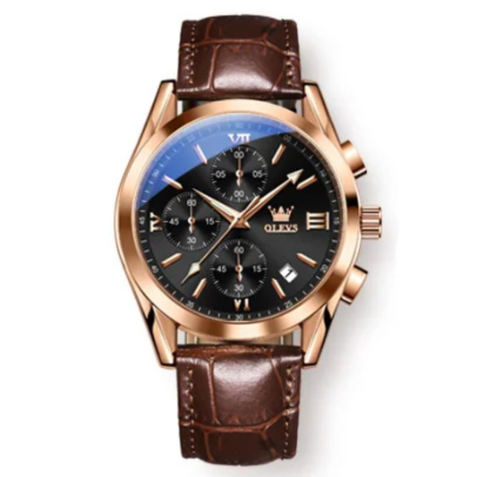 Olevs 2872 marca de negócios relógios masculinos moda pulseira couro à prova dwaterproof água relógio quartzo luminoso para homem relógio de pulso original