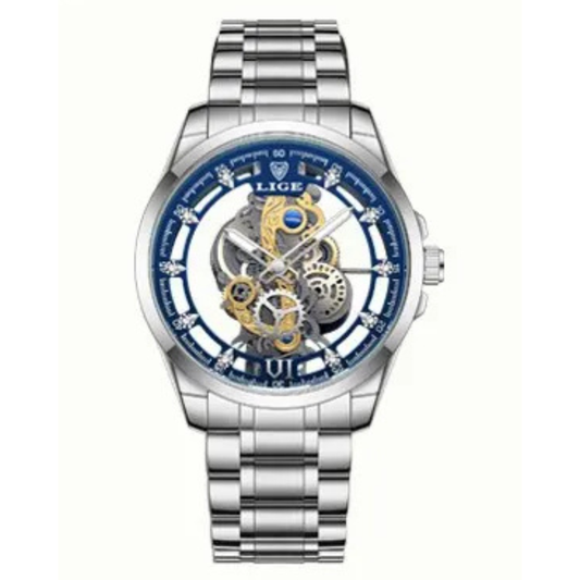 Relógio Masculino LIGE New Men Watch Skeleton Quartz