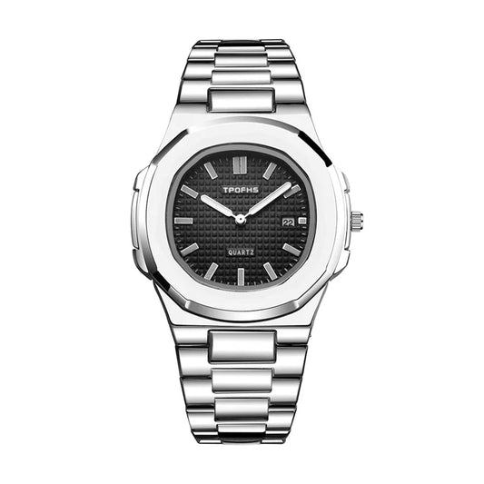 Relógio Masculino Clock Luminous Date Stainless Steel Square Quartz Men